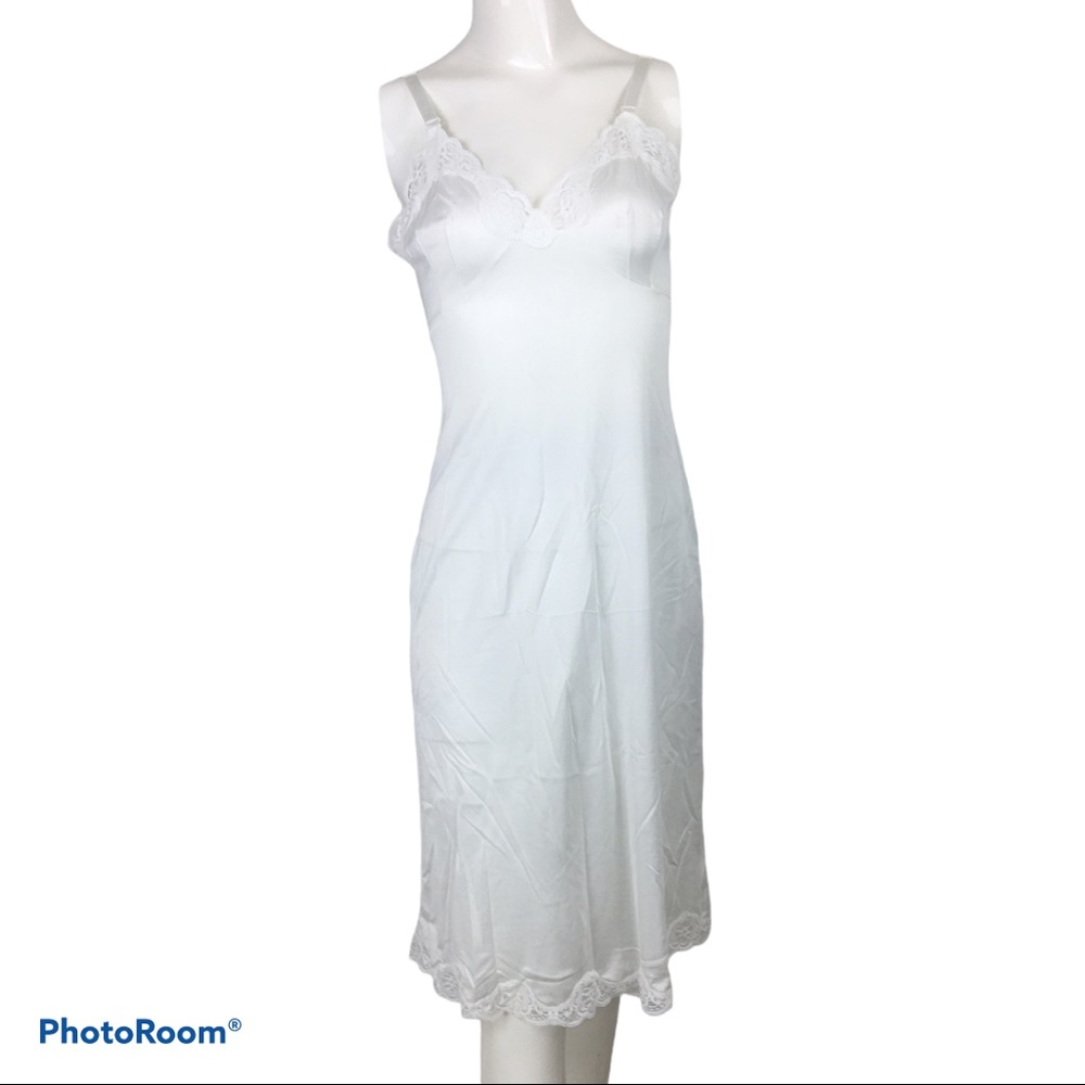 Vintage White Full Slip dress FRENCH MAID - Picture 1 of 16